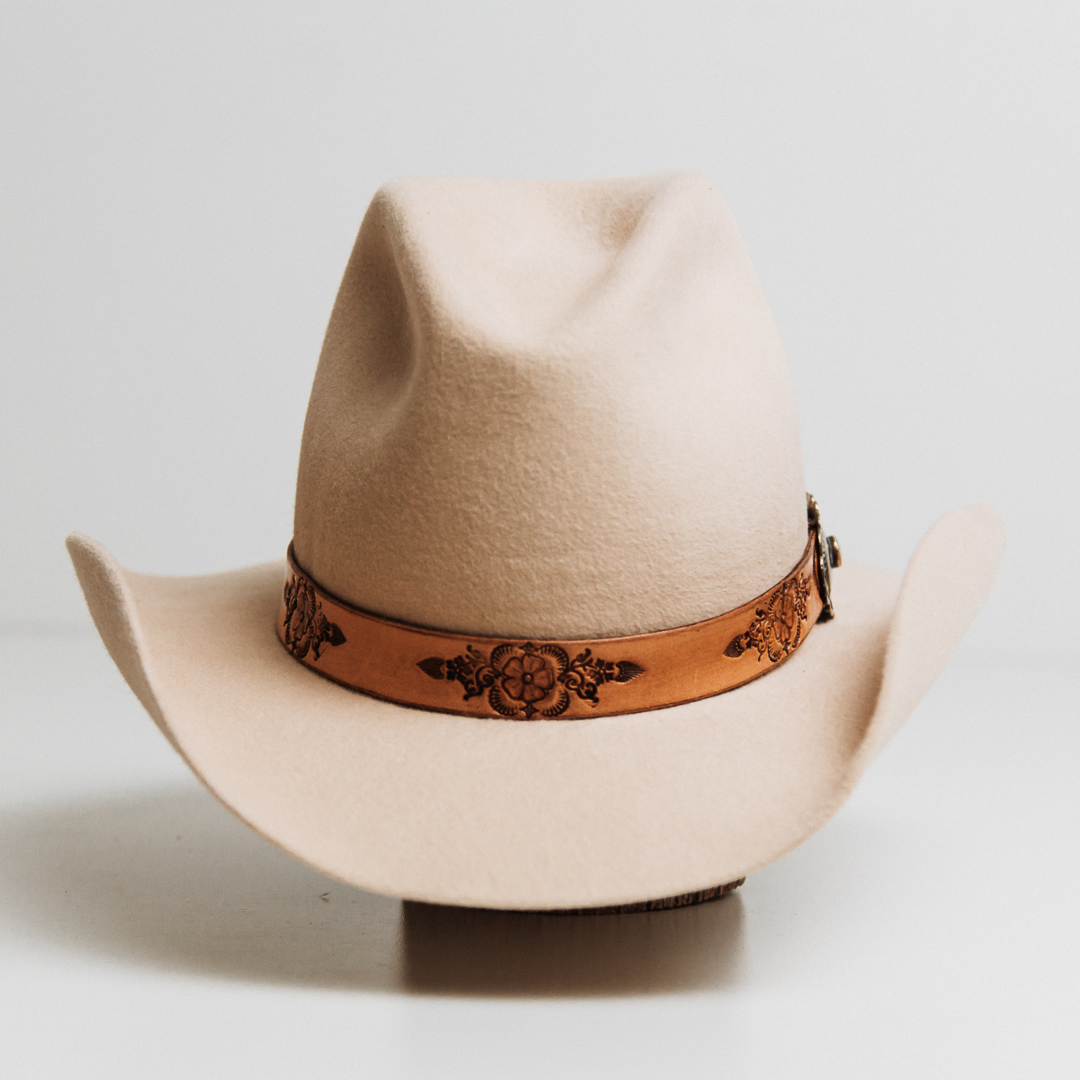 Buffalo Girl - Palamino Mandala Hat Band with Navajo Concho