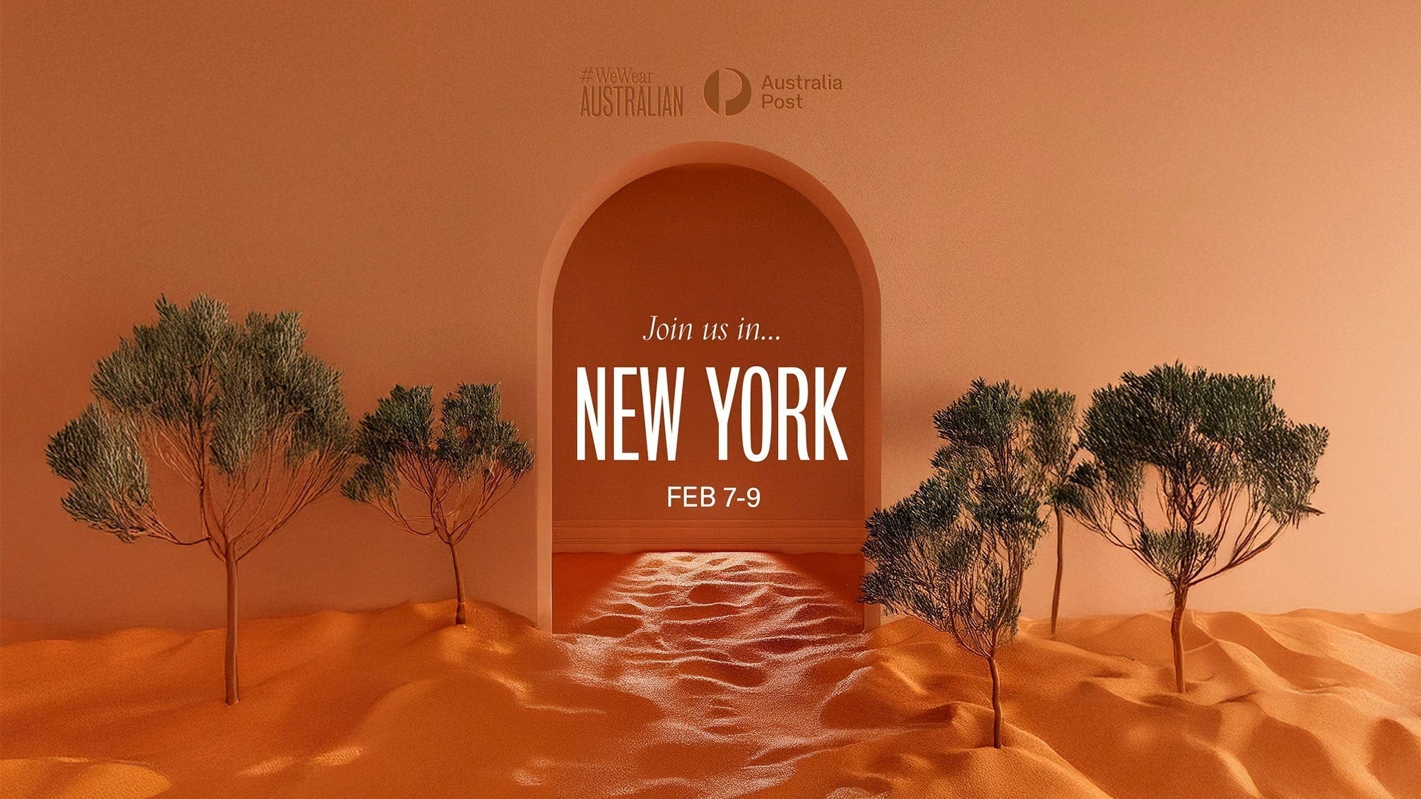 Australian outback inspired promotional artwork announcing PHYLLi’s showcase at New York Fashion Week with WeWearAustralian, February 7-9