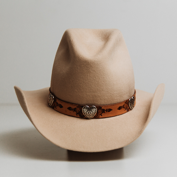 Buffalo Girl - Palamino Heart Concho Hat Band