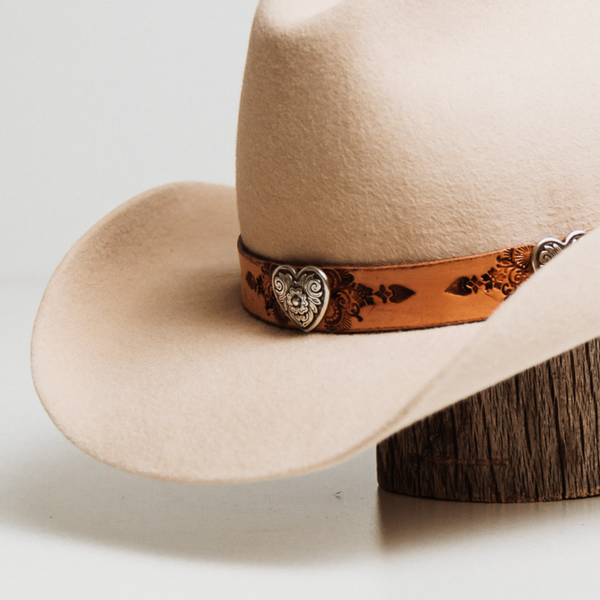 Buffalo Girl - Palamino Heart Concho Hat Band